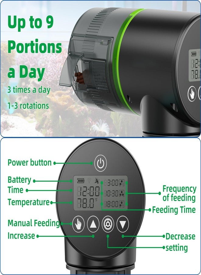 Aysoner Automatic Fish Feeder for Aquarium: Temperature Display Smart Fish Food Dispenser with Moisture-Proof for Betta Turtle Tank During Vacation - Image 5